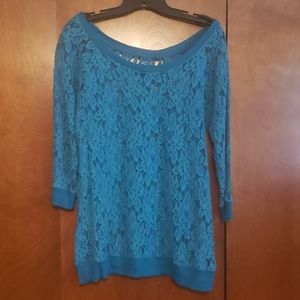Express blue sheer lace top